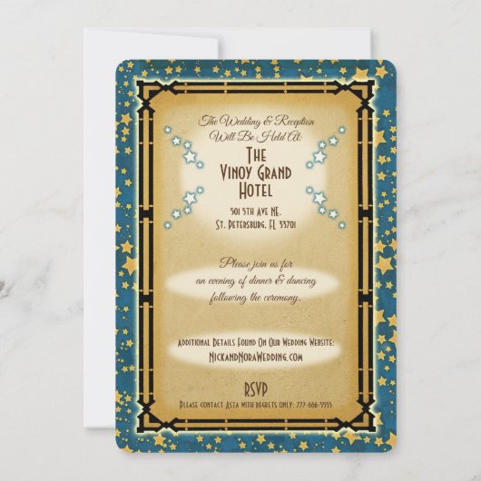 Faire-part de mariage de romance au clair de lune (Dos)