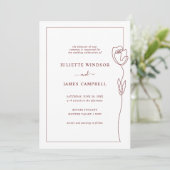 Faire-part de mariage de Rose de dessin de ligne (Debout devant)