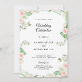 Faire-part de mariage de Rose de jardin rose vif (Devant)