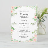 Faire-part de mariage de Rose de jardin rose vif (Debout devant)