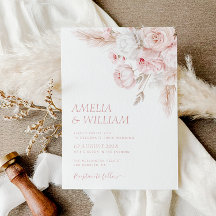 faire-part de mariage de rose moderne et poussiére