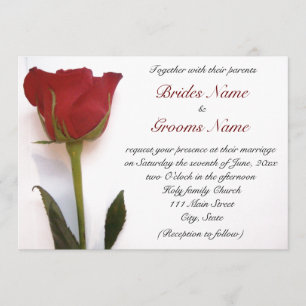 Faire-part de mariage de rose rouge