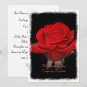 Faire-part de mariage de rose rouge (Devant / Derrière)