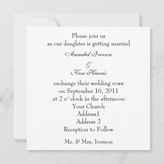 Faire-part de mariage de roses (Dos)