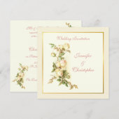 faire-part de mariage de roses blanches (Devant / Derrière)