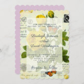 faire-part de mariage de roses jaunes vintages (Devant / Derrière)