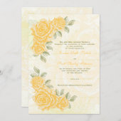 faire-part de mariage de roses jaunes vintages (Devant / Derrière)
