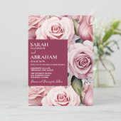 Faire-part de mariage de roses roses modernes (Debout devant)