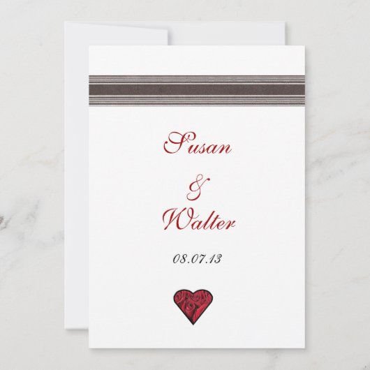 Faire-part de mariage de roses rouges avec le (Dos)