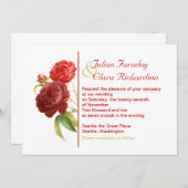 faire-part de mariage de roses rouges tendance (Devant / Derrière)