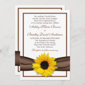 Faire-part de mariage de ruban Brown de tournesol  (Devant / Derrière)