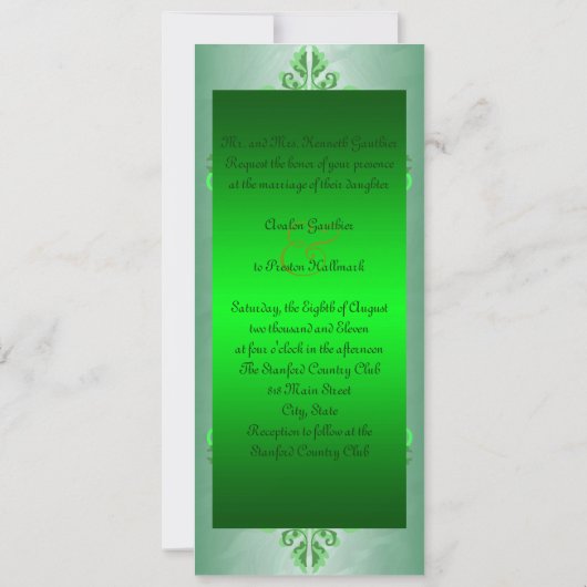 Faire-part de mariage de ruban Emerald Green Monog (Dos)