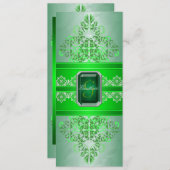 Faire-part de mariage de ruban Emerald Green Monog (Devant / Derrière)