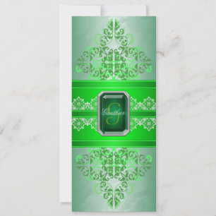 Faire-part de mariage de ruban Emerald Green Monog