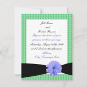 Faire-part de mariage de ruban noir à fleurs viole (Devant)