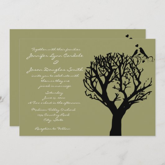 Faire-part de mariage de sauge d'inséparables de (Devant / Derrière)