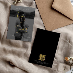 Faire-part de mariage de script avec photo et code