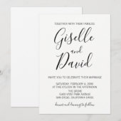 Faire-part de mariage de script blanc moderne (Devant / Derrière)
