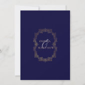 Faire-part de mariage de script bleu or chic (Dos)