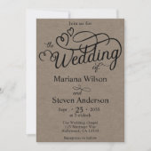 Faire-part de mariage de script Brown simple et ch (Devant)