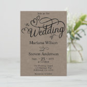 Faire-part de mariage de script Brown simple et ch (Debout devant)