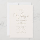 Faire-part de mariage de script Champagne & Or (Devant)