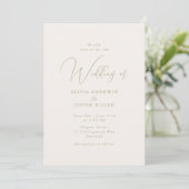 Faire-part de mariage de script Champagne & Or (Debout devant)