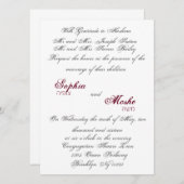 faire-part de mariage de script classique. (Devant / Derrière)