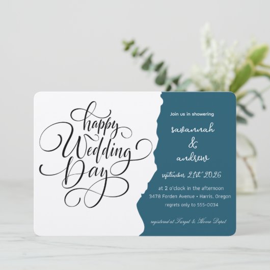 Faire-part de mariage de script classique élégant (Debout devant)