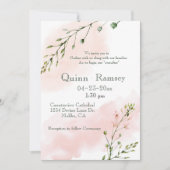 Faire-part de mariage de script d'aquarelle rose p (Devant)