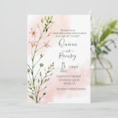 Faire-part de mariage de script d'aquarelle rose p
