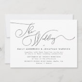 Faire-part de mariage de script de calligraphie mo (Devant)