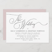 Faire-part de mariage de script de calligraphie mo (Devant / Derrière)