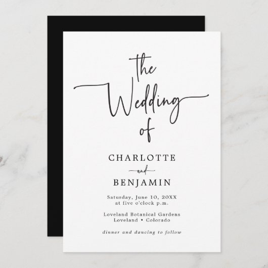 Faire-part de mariage de script de code QR (Devant / Derrière)