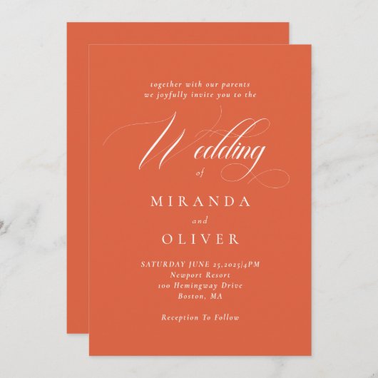 Faire-part de mariage de script de coucher de sole (Devant / Derrière)