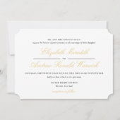 Faire-part de mariage de script de dentelle d'or s (Devant)