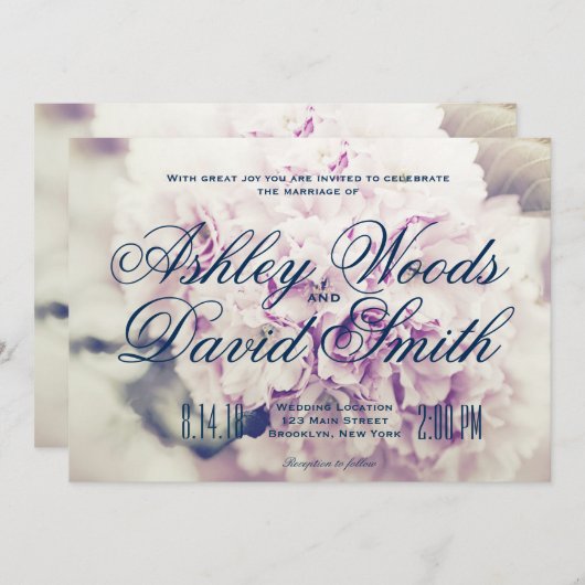 Faire-part de mariage de script de la marine flora (Devant / Derrière)