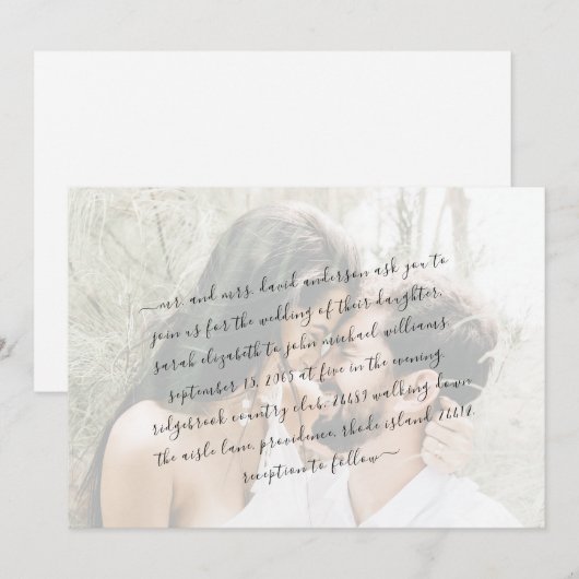 Faire-part de mariage de script de photos en coupl (Devant / Derrière)