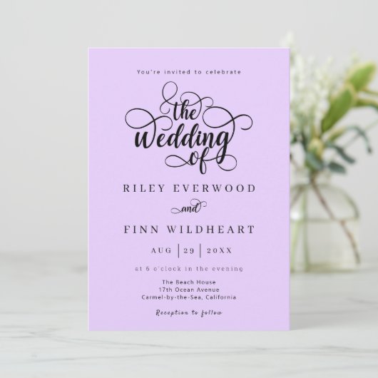 Faire-part de mariage de script de typographie élé (Debout devant)