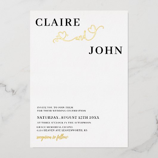 Faire-part de mariage de script du coeur (Recto)