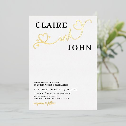 Faire-part de mariage de script du coeur (Debout devant)