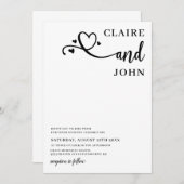 Faire-part de mariage de script du coeur (Devant / Derrière)