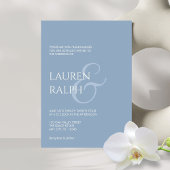 Faire-part de mariage de script Dusty Blue & Cream