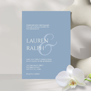 Faire-part de mariage de script Dusty Blue & Cream