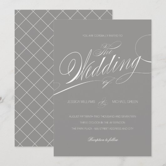 Faire-part de mariage de script élégant (Devant / Derrière)