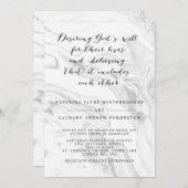 Faire-part de mariage de script élégant en marbre  (Devant / Derrière)