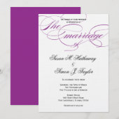 Faire-part de mariage de script élégant - violet (Devant / Derrière)
