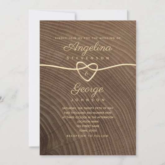 Faire-part de mariage de script en bois (Devant)
