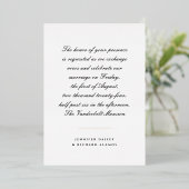 Faire-part de mariage de script en or, noir et bla (Debout devant)