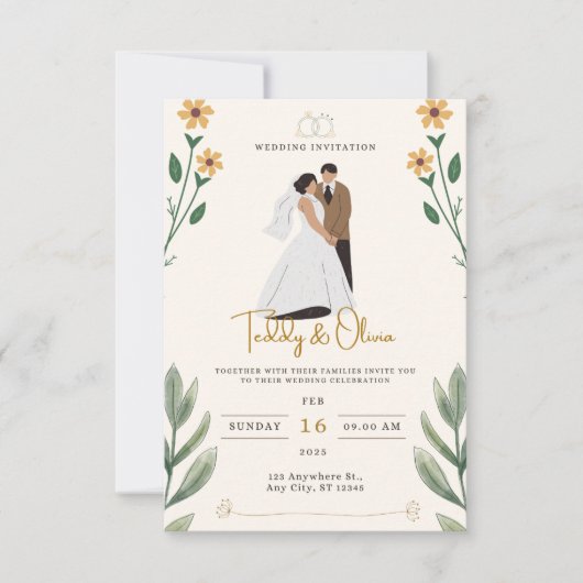 Faire-part de mariage de script et photo moderne (Devant)